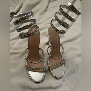 Size 7 PRETTYLITTLETHING sparkly silver heels